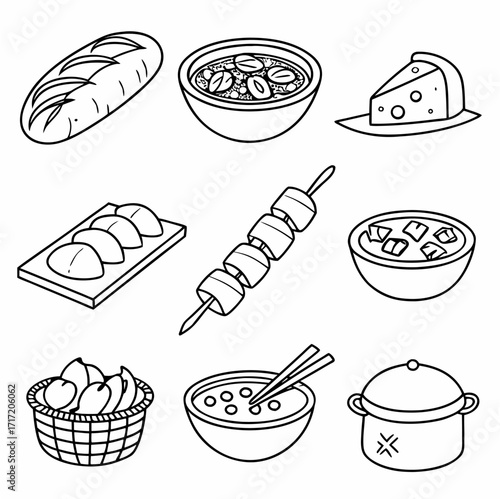 Culinary Line Icons – 9 Food & Cooking Items