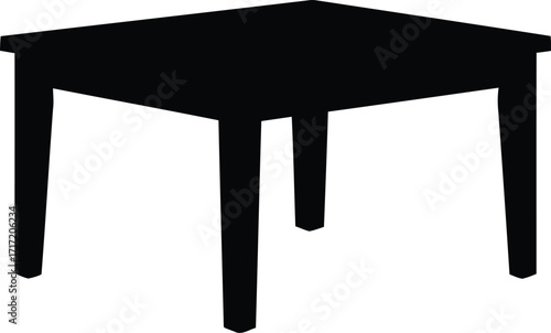 Simple modern wooden square dining table isolated on for interior design and decor concepts vector