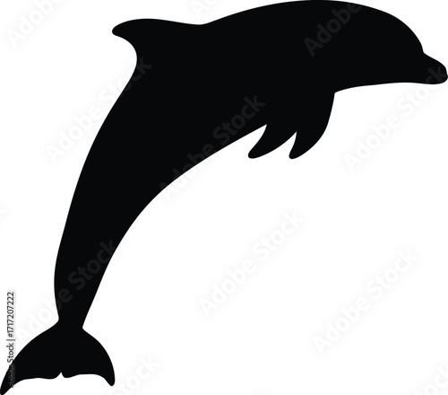 Elegant silhouette of a dolphin leaping out of the water dynamic ocean marine life vector