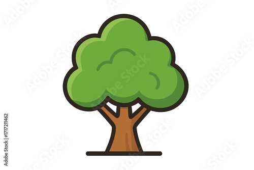Tree icon symbol of nature and environment. Simple flat cartoon vector illustration for eco friendly and organic concepts. Green foliage plant for park, forest, or garden design element.