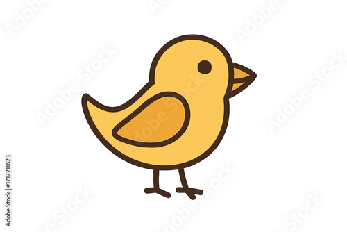 Cute chick vector illustration. Little yellow bird cartoon character for Easter design. Baby animal flat icon isolated on white background. Springtime nature symbol for kids.