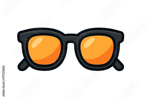Sunglasses icon vector. Summer glasses with orange lens. Eyewear fashion accessory symbol. Sun protection glasses sign. Cool retro vintage shades. Flat cartoon style illustration.