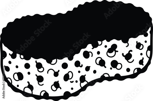 Textured sponge cleaning tool for household chores and washing supplies vector