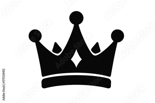 Crown icon silhouette for royalty and power. Vector logo for king, queen, or monarch. Symbol of leadership, success, majesty, and luxury. Premium quality concept design.