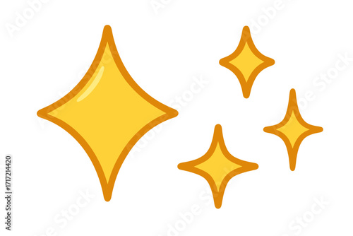 Shine icon set. Flash symbol collection. Sparkle star vector. Clean and new effect. Magic glitter flare. Cartoon illustration. Golden stars isolated on transparent background.