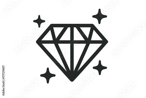 Diamond icon vector. Gemstone symbol. Luxury, quality, and value concept. Premium product. Best choice sign. Sparkle and shine. Crystal logo element. Jewelry graphic illustration.