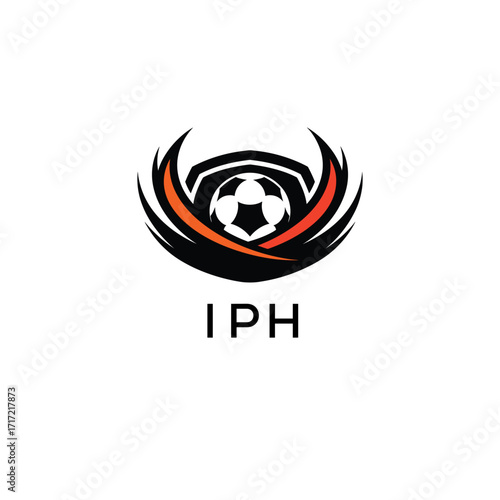 IPH Football Company logo. IPH football academy logo design for entrepreneur and business. IPH Branding Design best icon.
