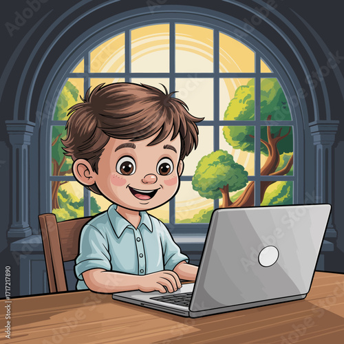 boy with laptop