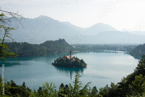 Morning view over Lake Bled in Slovenia