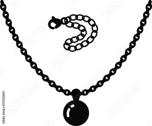 Elegant silver chain necklace with round gem pendant minimalist jewelry accessory vector vector