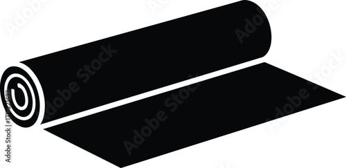 Rolled carpet floor covering textile material isolated simple graphic element vector