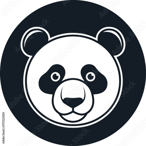 Panda head vector icon, simple flat animal face logo