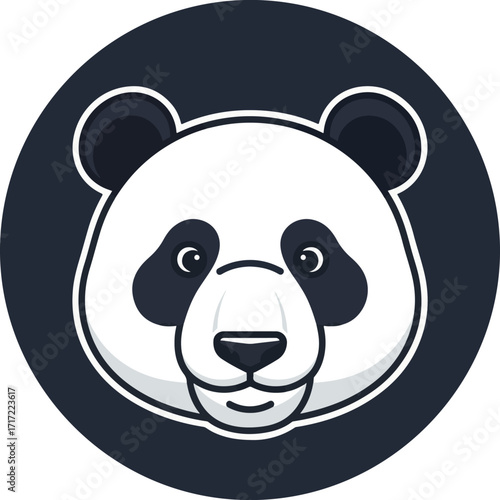 Adorable panda portrait with vector design , clean lines