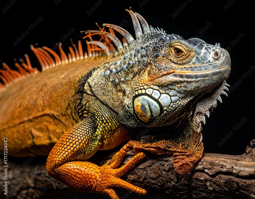 Obraz premium Close-up of a vibrant iguana