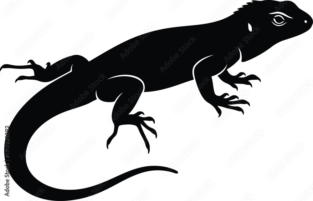 Naklejka premium Silhouette of a gecko lizard vector illustration reptile animal wild nature isolated graphic vector