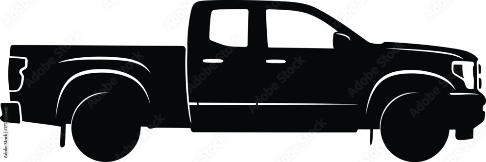 Φωτογραφία Modern pickup truck silhouette side view transportation vehicle commercial utili