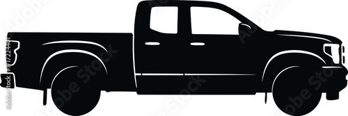 Modern pickup truck silhouette side view transportation vehicle commercial utility automotive industry vector