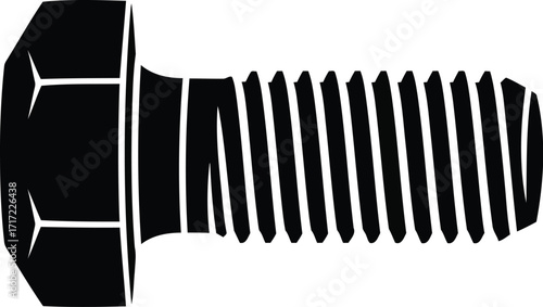 Hex head bolt fastener industrial hardware component engineering mechanical equipment metal part close up vector