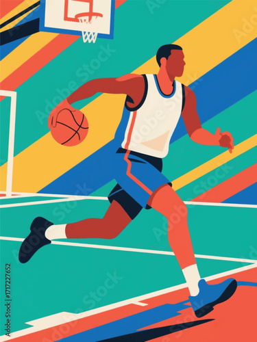 Dribble Basketball Sport Illustrator Artwork Design Template Poster