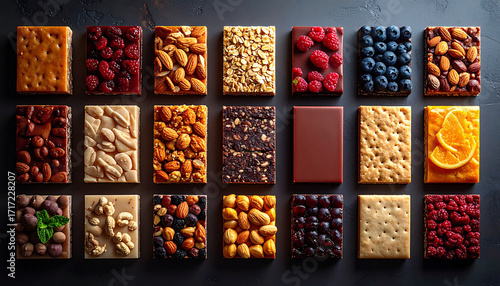 Variety of sweet and healthy chocolate bars
