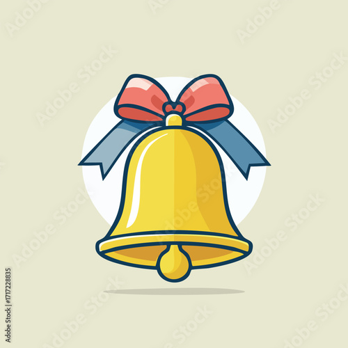 Festive Golden Bell Illustration with Ribbon for Celebrations and Holiday Cheer