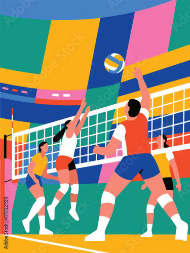  volleyball match Sport Illustrator Artwork Design Template Poster