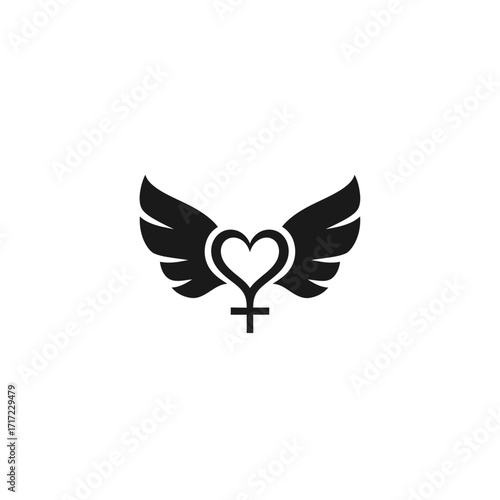 Empowered femininity soars with heart wings, a symbol of strength and love perfect for feminist campaigns and women's empowerment initiatives