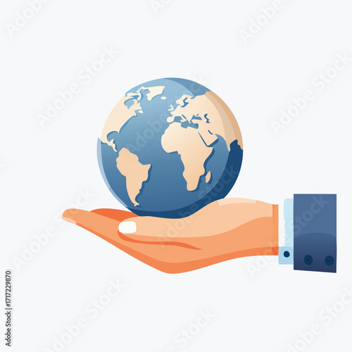 A hand holding a globe representing global business, environment, or international concepts