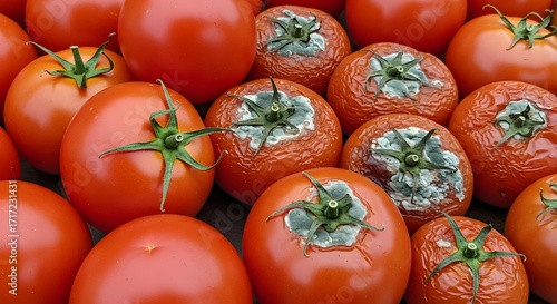 Rotten tomatoes close up