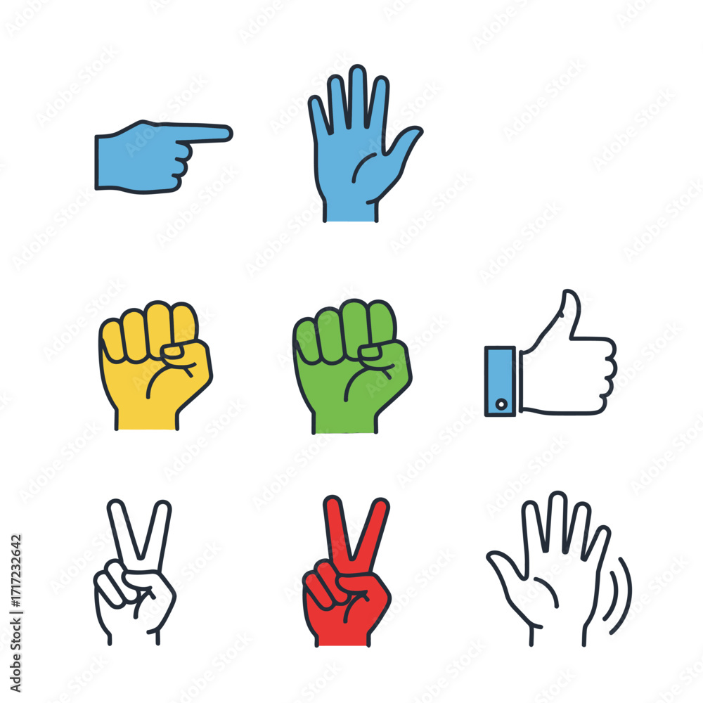 Obraz premium Diverse hand gestures create a vibrant visual language for communication and expression, perfect for conveying messages and emotions with ease
