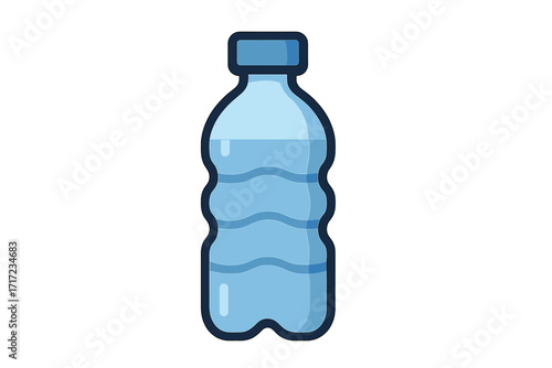 Water bottle icon vector graphic. Plastic container with clean pure water for hydration. Symbol of health, wellness, thirst, and refreshment. Healthy lifestyle, fitness, and diet concept.