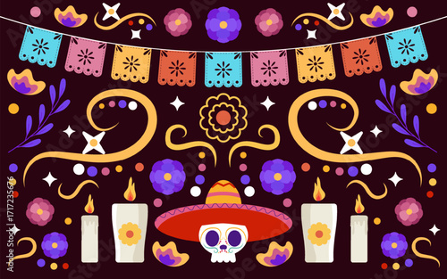 Dia de muertos concept with hand drawn background