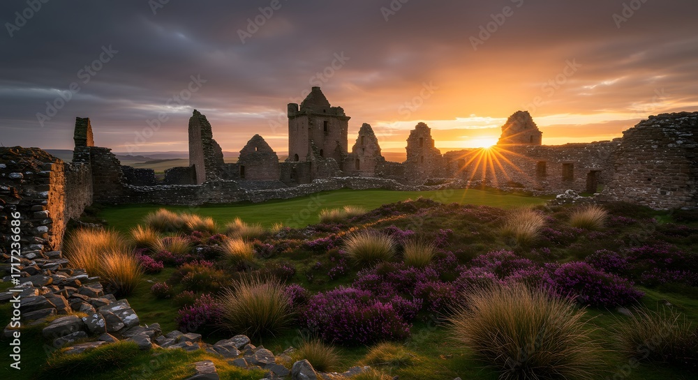Obraz premium Ruined stone structures at sunrise
