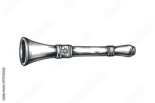 Vintage musical instrument on. Vector hand drawn