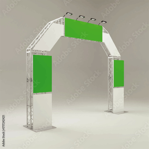 Exhibition Archway Truss System with Customizable Green Panels.