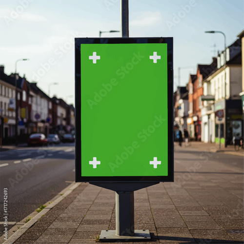 Green Screen Billboard Mockup on City Street.
