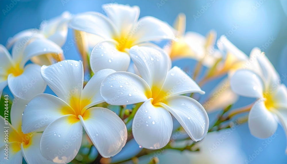 Fototapeta premium 하얀 플루메리아 꽃 클로즈업 White Plumeria Flower Close-up