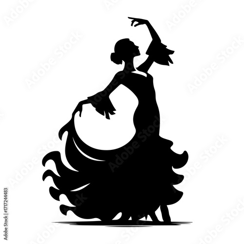 Flamenco Woman Dancing Silhouette Vector