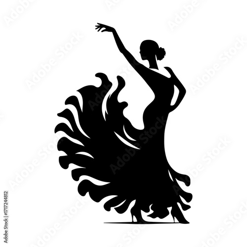 Flamenco Woman Dancing Silhouette Vector