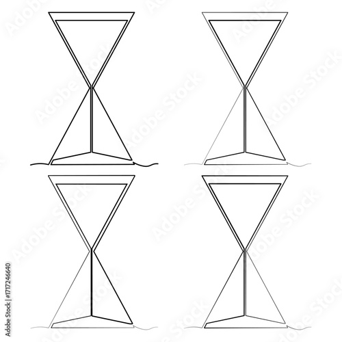 Geometric abstract shapes in four variations, showcasing elegant lines and symmetry, perfect for modern design projects and creative backgrounds with copy space