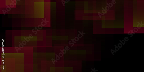 Abstract design geometric background glass windows featuring a creative assembly of red and yellow rectangles, cubic concept