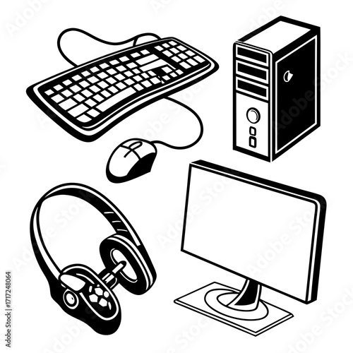 Black and white computer peripherals keyboard mouse