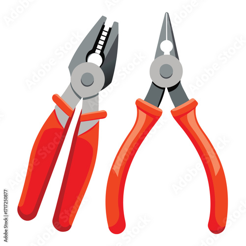 red color pliers tool icon or logo sign vector design 