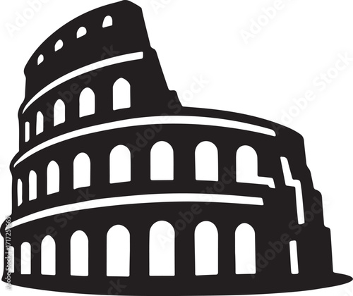 Ancient Roman Colosseum Icon Historic Landmark Illustration of Rome Amphitheater Architecture Tourism Symbol Travel Heritage Site Italian Culture and Classical Monument