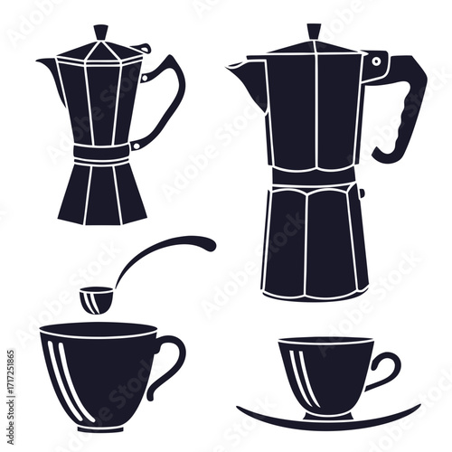 Coffee makers cups saucers espresso maker moka pot