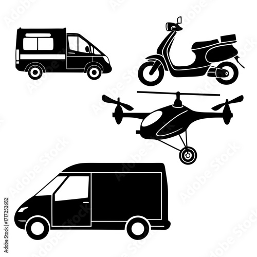 Delivery vehicles and drone delivery van box truck