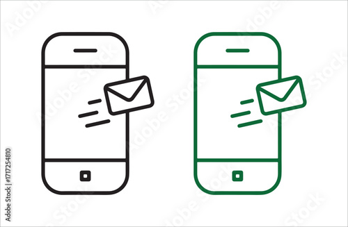Mobile Device Vector – Black and Green Smartphone Communication Icon