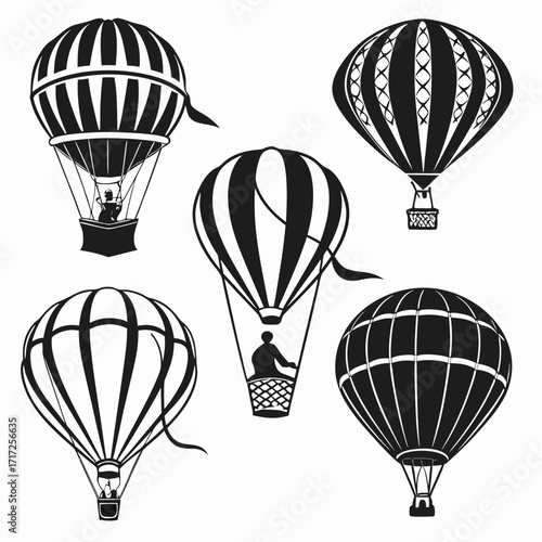 Hot air balloons with passengers flight travel