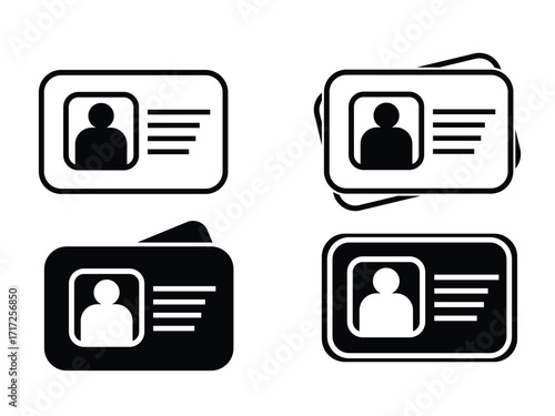 Vector art of an identification card icon set for graphic design