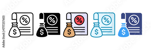 Tax Document Icon Set Multiple Style Collection